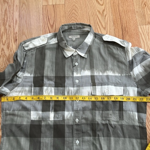 New! Burberry London Men’s large sage green nova check tie dye toned shirt. - Picture 10 of 12
